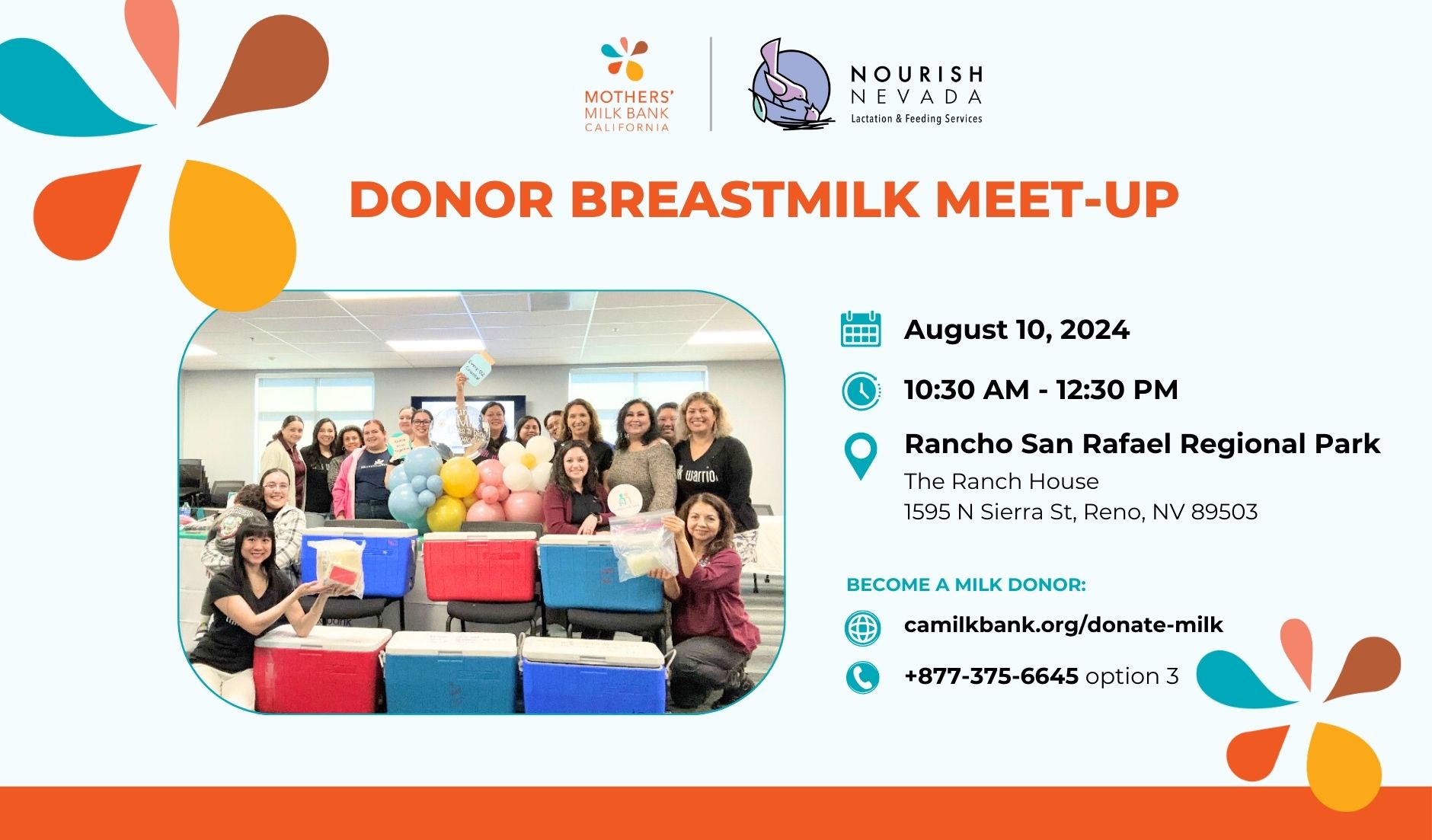 Nourish Nevada Donor Breastmilk Meet-up on August 10, 2024