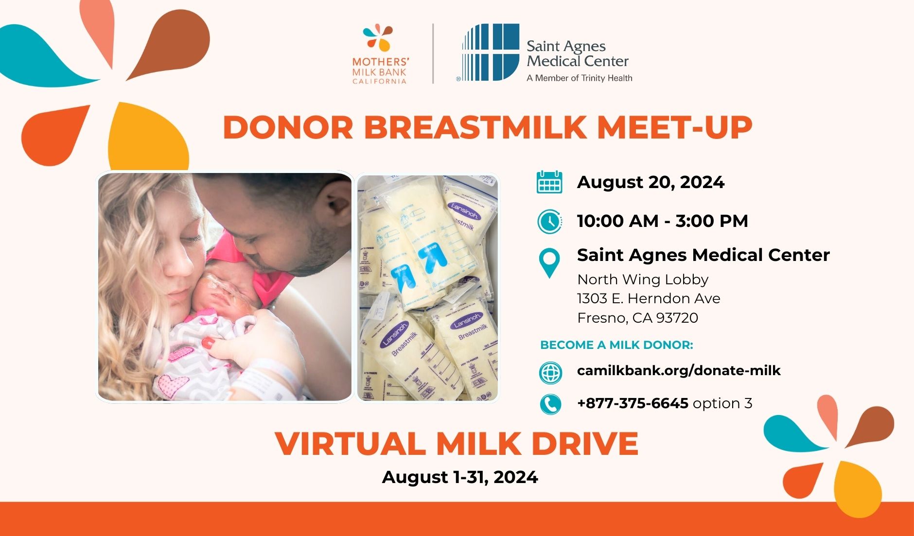 Saint Agnes Medical Center Donor Breastmilk Meet-up on August 20, 2024