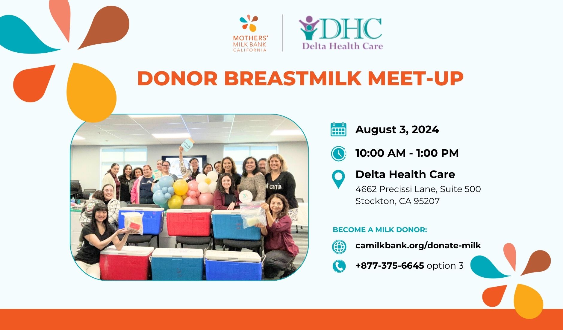 Delta Health Care Donor Breastmilk Meet-up on August 3, 2024