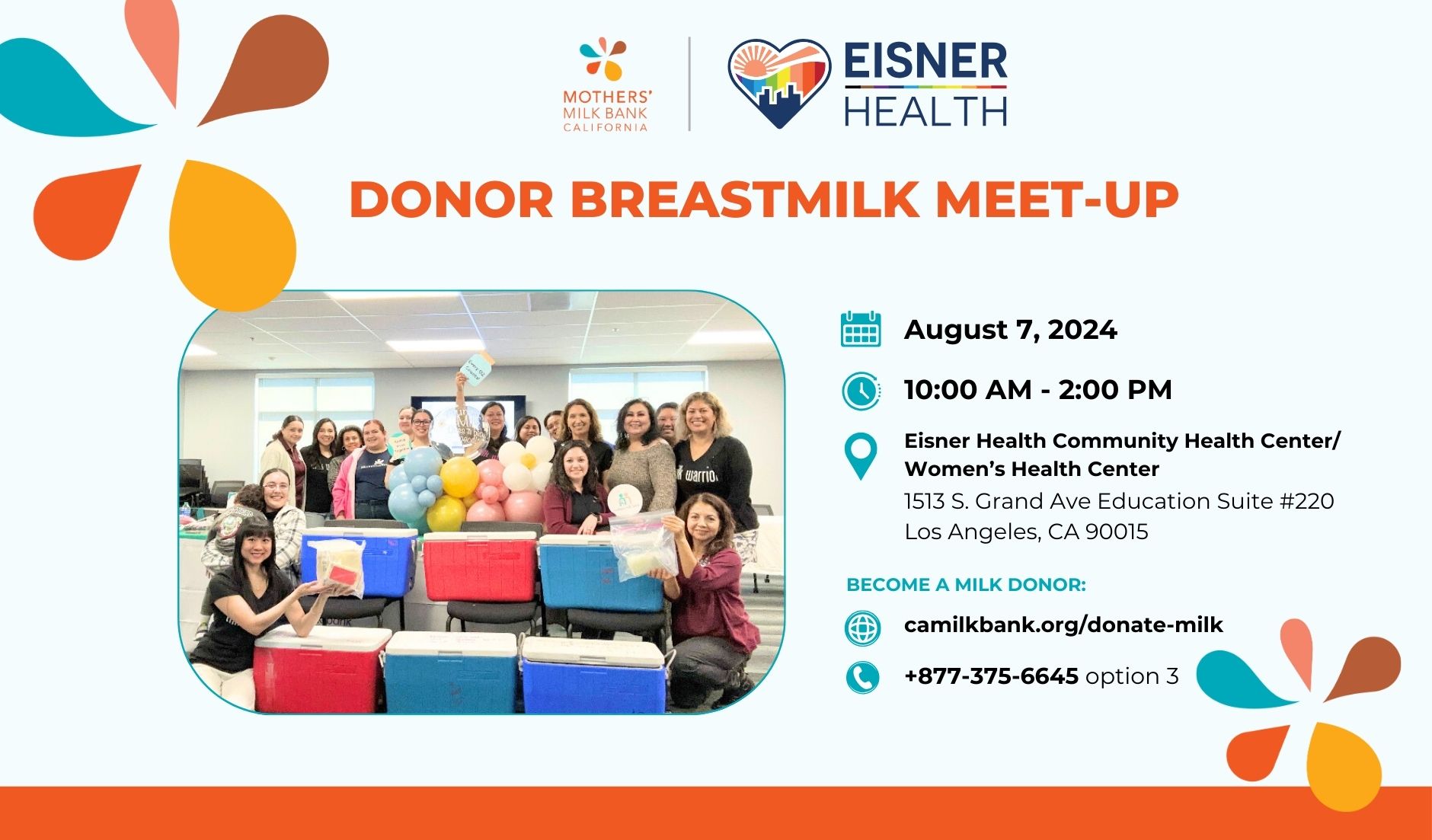 Eisner Health Community Health Center Donor Breastmilk Meet-up on August 7, 2024