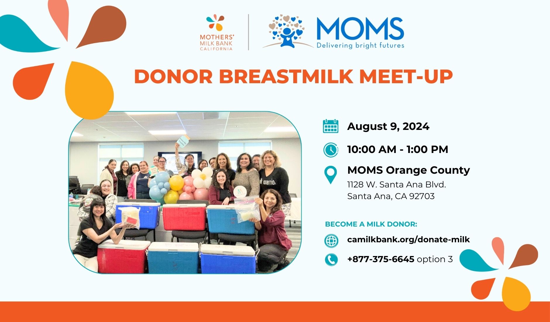 MOMS Orange County Donor Breastmilk Meet-up on August 9, 2024